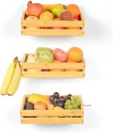 🍎 bamboo fruit basket with banana hanger - vegetable storage wall holder stand - bread rack for fruit, vegetables, snacks логотип