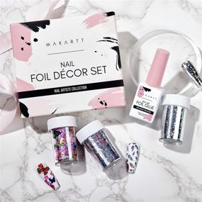 img 1 attached to 🦋 Makartt Nail Art Foil Glue Gel with Butterfly, Laser, Starry Feather Foil Stickers Set - 8ML, 3 Rolls (4x100cm) Nail Transfer Tips - DIY Manicure Art with Nail Decals - Perfect Christmas Gift