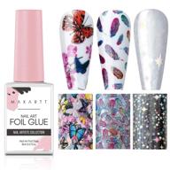 🦋 makartt nail art foil glue gel with butterfly, laser, starry feather foil stickers set - 8ml, 3 rolls (4x100cm) nail transfer tips - diy manicure art with nail decals - perfect christmas gift logo