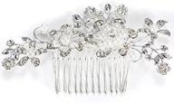 👰 charming silver crystal rhinestones pearls bridal wedding hair comb clip for women - zxuy hot logo