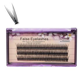 img 2 attached to 🐟 Scala Handmade Fish Tail False Eyelashes - 120pcs of Premium 0.10mm Thickness, Natural Long Black Individual Lashes, 14mm Length