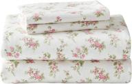 luxurious laura ashley flannel sheet set in audrey pink, queen size (201592): cozy comfort and elegance combined! logo