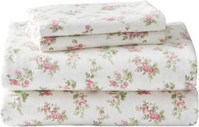 img 4 attached to Luxurious Laura Ashley Flannel Sheet Set in Audrey Pink, Queen Size (201592): Cozy Comfort and Elegance Combined!