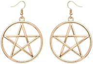 girls' personality earrings: geometric metal circle pentagram & unicursal hexagram design logo