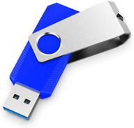 💙 keathy usb 3.0 флеш-накопитель 64гб - скорость чтения до 100мб/с, синий дизайн со вращающимся карабином, ультрафлешка памяти типа pen drive 64гб логотип