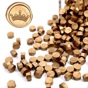 img 4 attached to UNIQOOO Arts & Crafts 180 Pcs Metallic Antique Gold Wax Seal Beads - Ideal for Embellishing Card Envelopes, Wedding Invitations, Wine Packaging, or Gift Wrapping