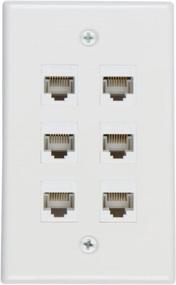 img 3 attached to 🔌 Buyer's Point 6 Port Cat6 Wall Plate, White - Female to Female, Single Gang Low Voltage Mounting Bracket Device (6 Port)