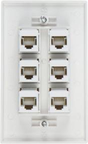 img 2 attached to 🔌 Buyer's Point 6 Port Cat6 Wall Plate, White - Female to Female, Single Gang Low Voltage Mounting Bracket Device (6 Port)