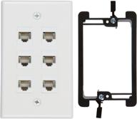 🔌 buyer's point 6 port cat6 wall plate, white - female to female, single gang low voltage mounting bracket device (6 port) logo