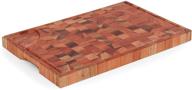 large end grain wooden cutting board with juice drip groove for kitchen | premium 🪓 solid wood chopping block - ideal for meat | size: 12.2 x 18.5 x 1.37 inches логотип