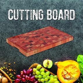 img 1 attached to Large End Grain Wooden Cutting Board with Juice Drip Groove for Kitchen | Premium 🪓 Solid Wood Chopping Block - Ideal for Meat | Size: 12.2 x 18.5 x 1.37 inches