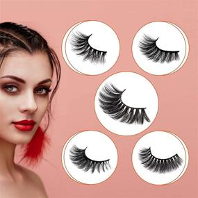 img 3 attached to 👁️ Pack of 15 Pairs 5 Styles Faux Mink False Eyelashes - Natural Dramatic Long Fluffy Light Volume Lashes (15-18MM)