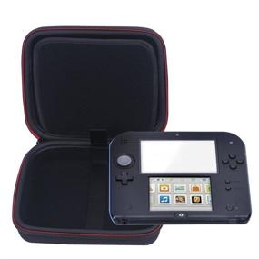 img 1 attached to 🎮 Nintendo 2DS Game Storage Case with Hard Shell Cover Bag, Compatible with Nintendo 2DS Console, Includes Charger Slot (Black-Red)