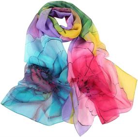 img 1 attached to Floral Chiffon Scarves Shawls Adults