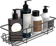 🚿 rustproof stainless steel shower caddy basket with 4 hooks: wall mounted bathroom shelf for razor, sponge, and shampoo - organize your shower with no drilling adhesive logo