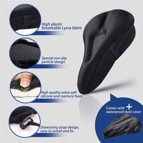 img 2 attached to 🚲 Bike Seat Cushion: 11"x7" Gel Cover for Men & Women, Soft & Comfortable, Fits Narrow Saddle - Spinning & Exercise Padded Seat with Waterproof Cover