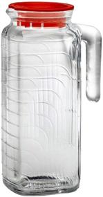 img 1 attached to 🍶 Bormioli Rocco Gelo Glass 1.2L Jug, Set of 2 with Red Lid