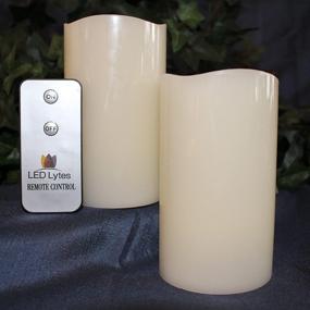 img 2 attached to 🕯️ Flameless LED Candles Flickering Pillar Set – Remote Control, Battery Operated, Ivory Wax with Amber Yellow Faux Flame – Christmas Décor & Mom's Gift