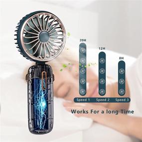 img 2 attached to 🌬️ Rechargeable Portable Fan - BIGKEYEOY Handheld Personal Fan for Summer, Battery Operated Travel & Outdoors (Green)