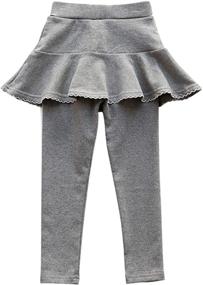 img 4 attached to Footless Leggings Stretchy Pantskirt 7 8Years Girls' Clothing