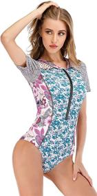 img 1 attached to Runtlly Patchwork Swimwear Protection Swimsuit Women's Clothing