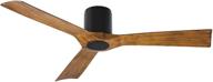 🪶 the aviator 54in matte black distressed koa ceiling fan: smart flush mount, indoor & outdoor, 3-blade design with wall control логотип