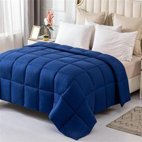 img 3 attached to Frabo All Season Down Alternative Comforter King Size: Plush & Lightweight 90x104 inches (Blue, King)