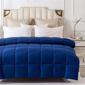 img 2 attached to Frabo All Season Down Alternative Comforter King Size: Plush & Lightweight 90x104 inches (Blue, King)