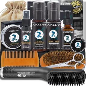 img 4 attached to 🧔 Complete Beard Straightener Kit with Heat Protectant Spray, Beard Wash Shampoo, Conditioner, Oil, Balm, Wax, Comb, Brush, Scissor, Bag, E-Book - Perfect Gifts for Men, Him, Dad, Boyfriend