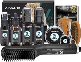 img 3 attached to 🧔 Complete Beard Straightener Kit with Heat Protectant Spray, Beard Wash Shampoo, Conditioner, Oil, Balm, Wax, Comb, Brush, Scissor, Bag, E-Book - Perfect Gifts for Men, Him, Dad, Boyfriend