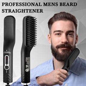 img 2 attached to 🧔 Complete Beard Straightener Kit with Heat Protectant Spray, Beard Wash Shampoo, Conditioner, Oil, Balm, Wax, Comb, Brush, Scissor, Bag, E-Book - Perfect Gifts for Men, Him, Dad, Boyfriend