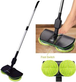 img 3 attached to 🧹 Rechargeable Electric Wireless TV Spin Maid - Multi-Function 360 Rotating Mop with Spin Spray, Foot Switch, and Waxing Capability (US Plug)