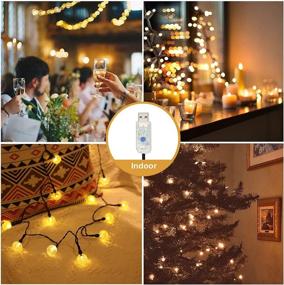 img 3 attached to 🌞 Solar Powered String Lights, COOLAPA 80 Led 46 FT Warm White Crystal Globe Lights for Christmas Decor Garden, Outdoor Garden Lights with 8 Lighting Modes, USB Charging, Waterproof Patio Lights