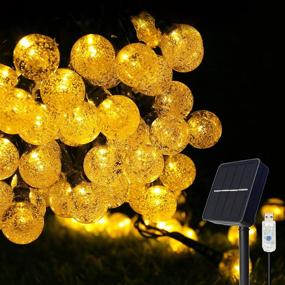 img 4 attached to 🌞 Solar Powered String Lights, COOLAPA 80 Led 46 FT Warm White Crystal Globe Lights for Christmas Decor Garden, Outdoor Garden Lights with 8 Lighting Modes, USB Charging, Waterproof Patio Lights