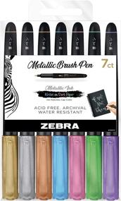 img 3 attached to Zebra Metal.Brush ST 7/PKG - Premium Assorted Color Pen Set for Artists and Calligraphers