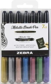 img 4 attached to Zebra Metal.Brush ST 7/PKG - Premium Assorted Color Pen Set for Artists and Calligraphers