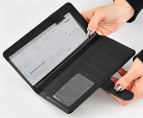 img 3 attached to 👜 Stylish Black Vegan Leather Slim Checkbook Register Latch for Women - 7.5