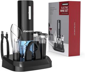 img 4 attached to 🍷 Moocoo Electric Wine Opener Set: Cordless Bottle Opener, Aerator, Pourer, Foil Cutter, Stoppers, & Charging Base for Effortless Wine Opening and Preservation