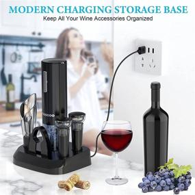 img 2 attached to 🍷 Moocoo Electric Wine Opener Set: Cordless Bottle Opener, Aerator, Pourer, Foil Cutter, Stoppers, & Charging Base for Effortless Wine Opening and Preservation