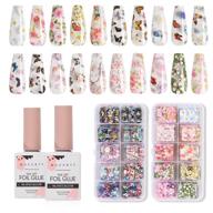 🌸 makartt nail art foil glue gel with flower and butterfly foil sticker nail prints set nail transfer tips christmas art diy 15ml, 20pcs (2.5cm x 100cm) stickers, nail dryer curing lamp required logo