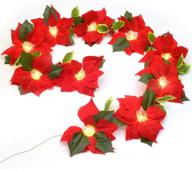 🎄 lvydec pre-lit artificial poinsettia flower garland, 6.5 feet poinsettia garland with 10 clear lights for christmas decor, battery operated logo