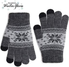 img 3 attached to 🧤 Cozy & Convenient: Kids Gloves Toddler Winter Snow Knit Touch Screen Girl Cold Weather Gloves