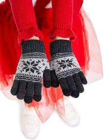 img 1 attached to 🧤 Cozy & Convenient: Kids Gloves Toddler Winter Snow Knit Touch Screen Girl Cold Weather Gloves