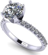 💍 sterling silver swarovski zirconia engagement ring, 1.0ct-4.0ct round brilliant cut solitaire with side stones logo