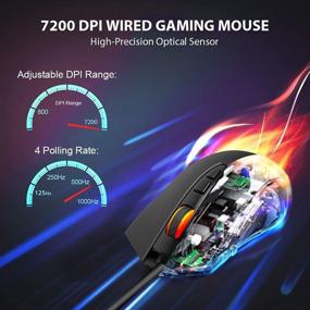 img 1 attached to 🖱️ NPET M70 Wired Gaming Mouse – 7200 DPI, 7 Programmable Buttons, RGB Backlit, Ergonomic Optical PC, Comfortable Computer Gaming Mice for Windows 7/8/10/XP Vista Linux, Black