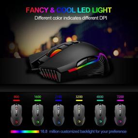 img 2 attached to 🖱️ NPET M70 Wired Gaming Mouse – 7200 DPI, 7 Programmable Buttons, RGB Backlit, Ergonomic Optical PC, Comfortable Computer Gaming Mice for Windows 7/8/10/XP Vista Linux, Black