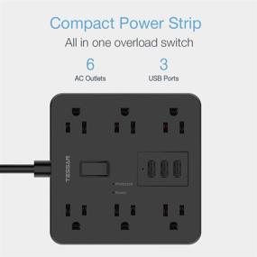 img 3 attached to 💡 TESSAN Power Strip with USB, 5 Ft Extension Cord, 6 Widely Spaced Outlets, Built-in 1700J Surge Protector for Home and Office Accessories - Black