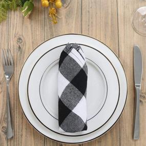 img 1 attached to 🍽️ Plaid Dinner Cloth Napkins by GFCC