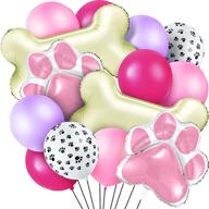 dog themed balloons decoration pack - includes 46 pieces: 3 bone foil balloons, 3 dog paw print helium balloons, 40 dog paw print latex balloons, and colorful latex balloons for pet dog party supplies and baby shower logo