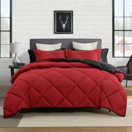 🛏️ wenersi reversible comforter set: queen size, black & red, 3-piece down alternative duvet insert with 2 pillow shams – all-season bedding with 8 corner tabs (90x90inches) logo